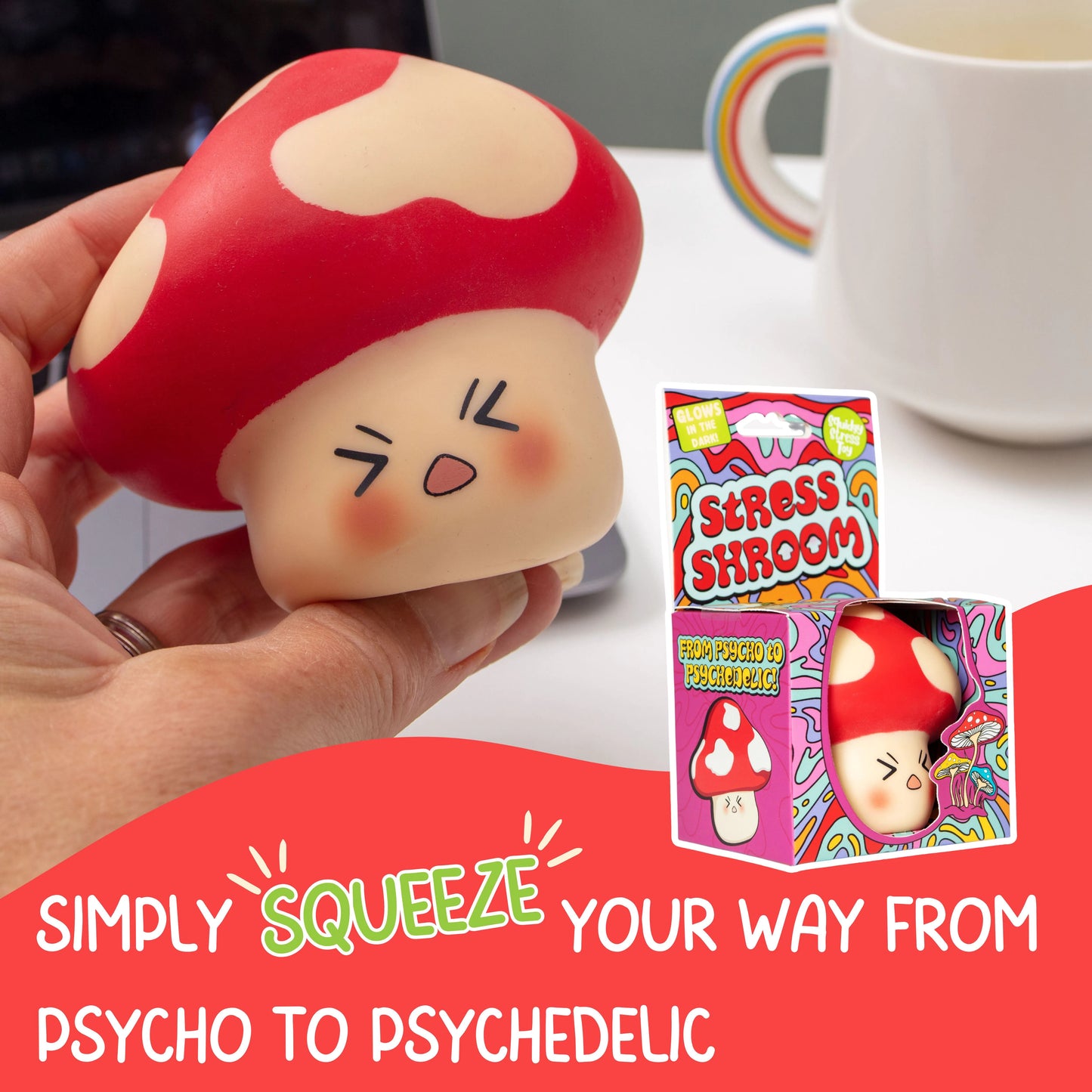Stress mushroom squishy (glow in the dark)