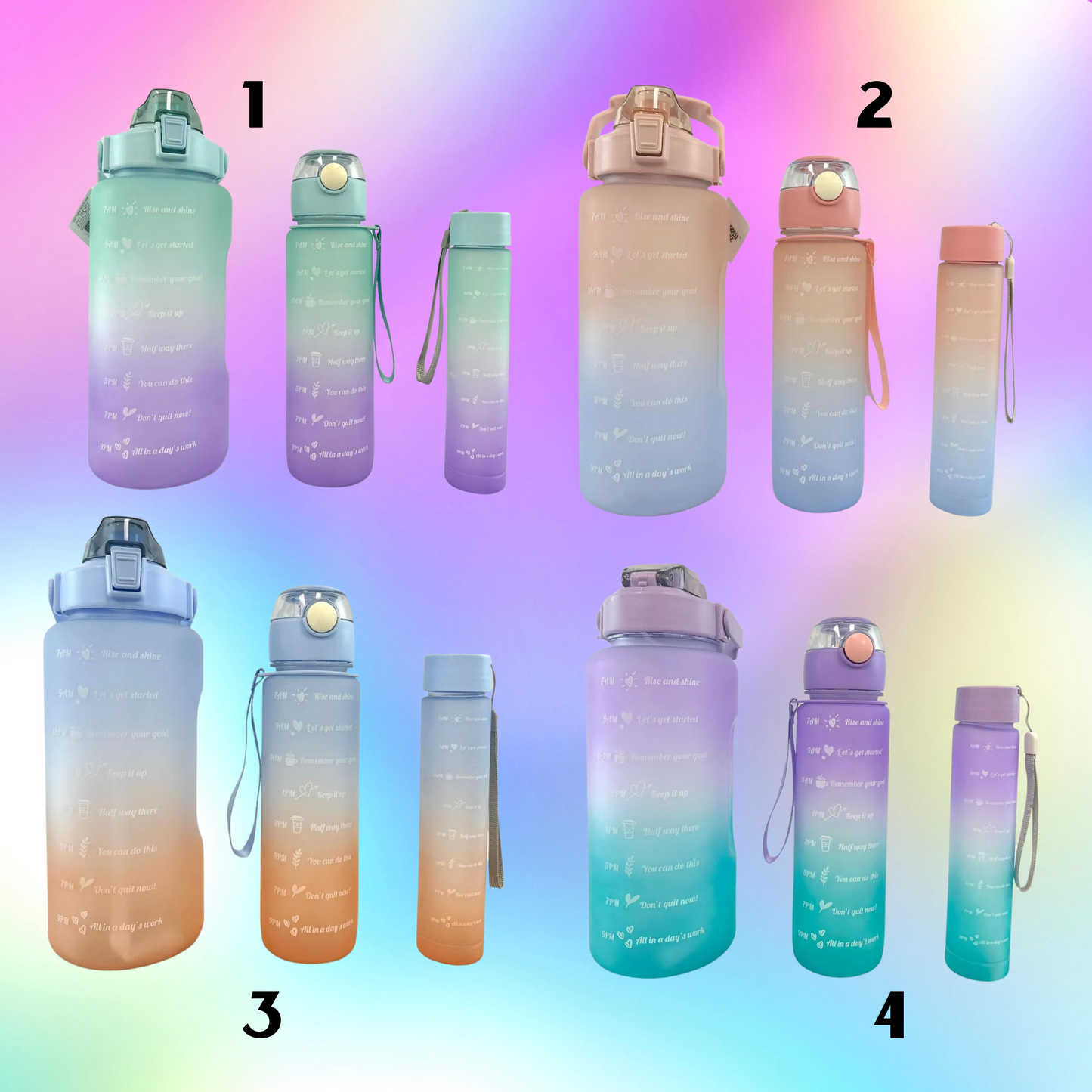 Motivational water bottle set