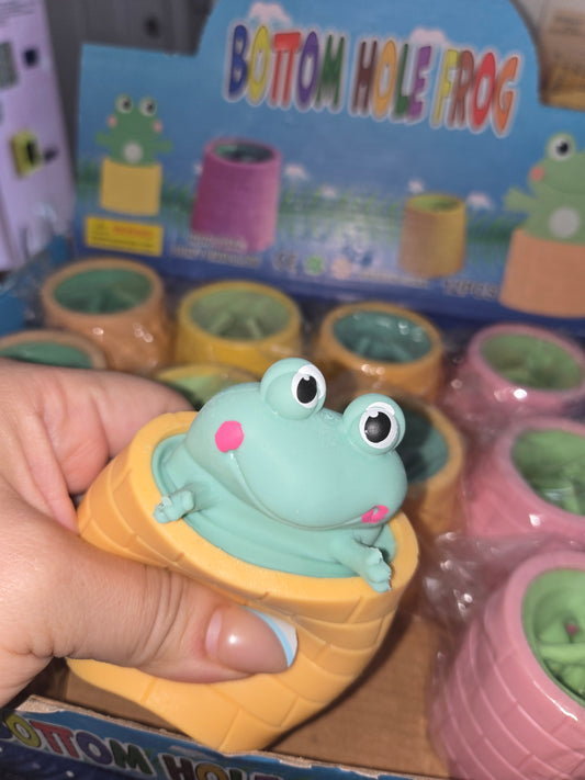 Squeeze pop up toy frog