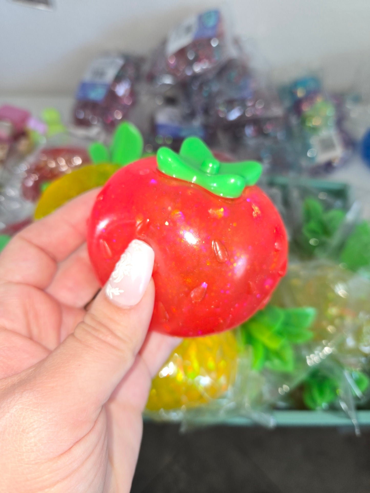 Glitter strawberry squishy