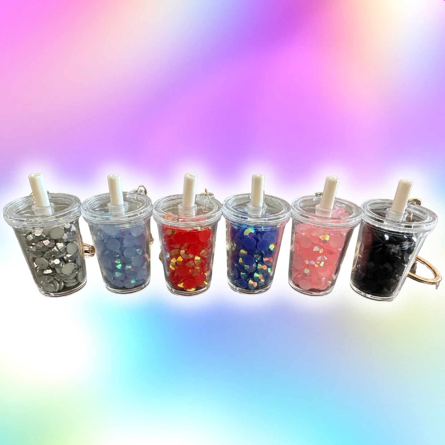 Rhinestone slurpee keychain