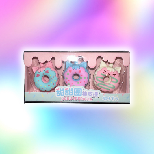 Donut 3 erasers pink set